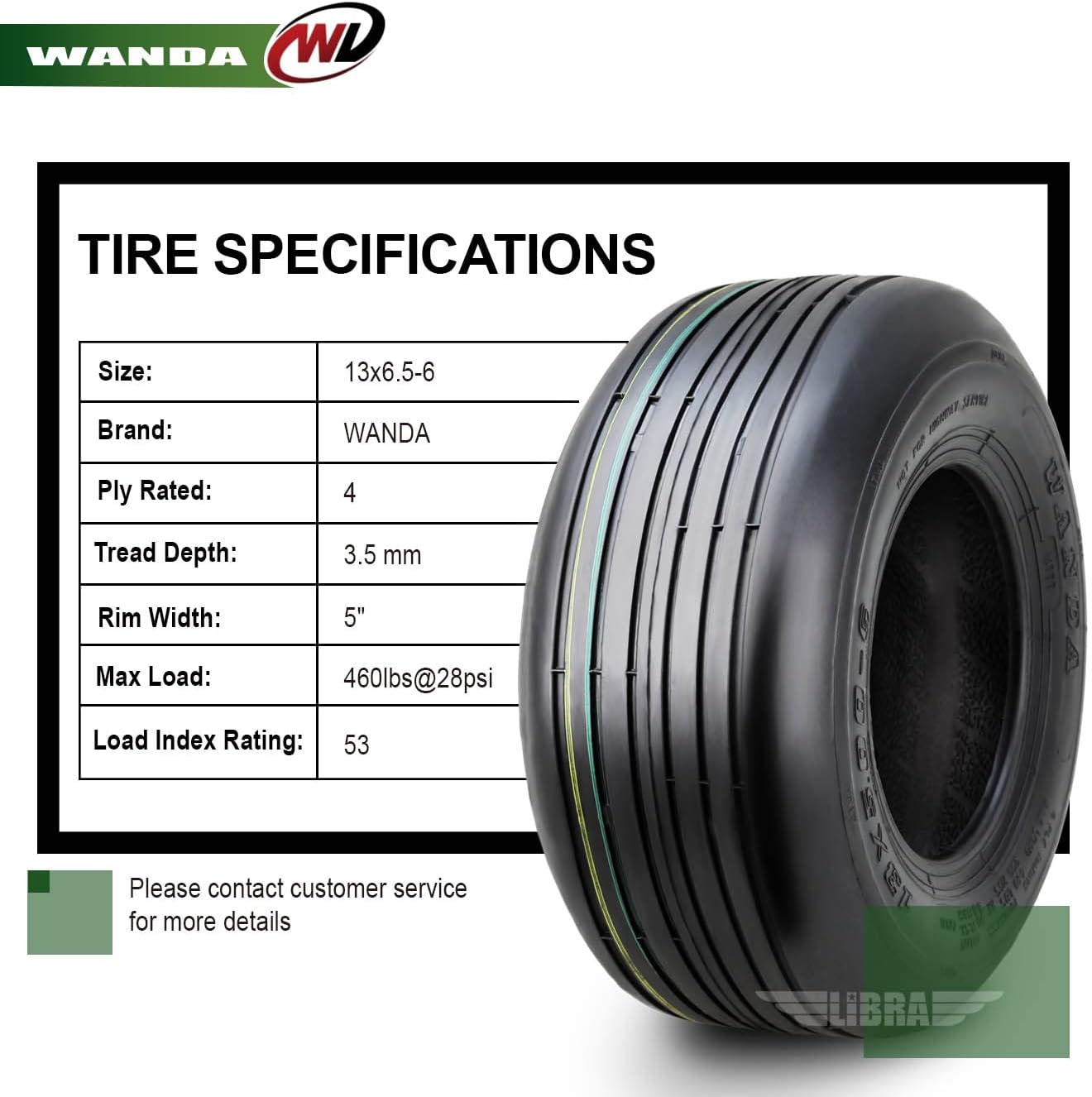 WANDA Set 2 15x6-6 15x6.00-6 Lawn Mower Tractor Turf Tires15x6x6 P332-13016 | Riding Lawn Mover, Garden Tractor