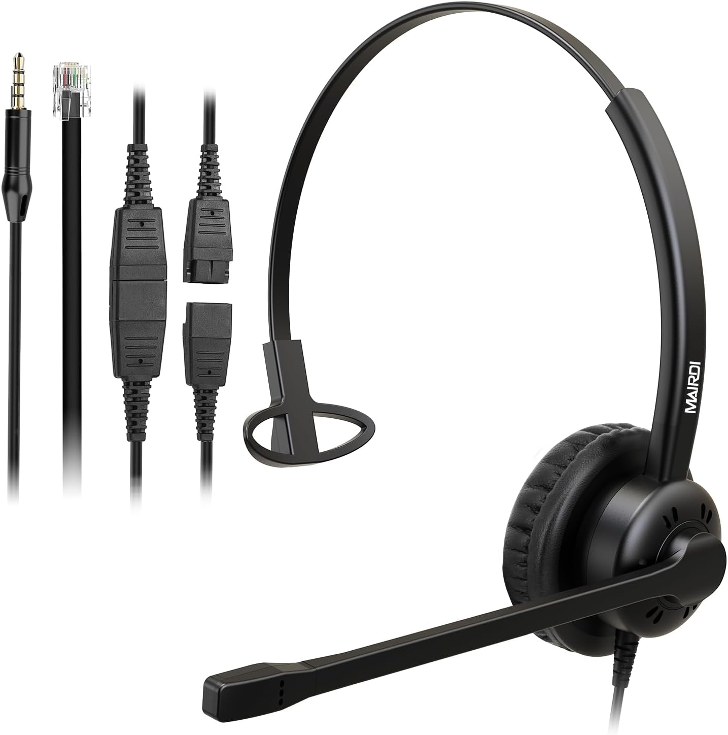 MAIRDI Phone Headset with Microphone Noise Canceling, Telephone Headset for Call Center, Office Headset with RJ9 & 3.5mm Jack for Landline Deskphone Cell Phone PC Laptop, Work for Polycom Avaya
