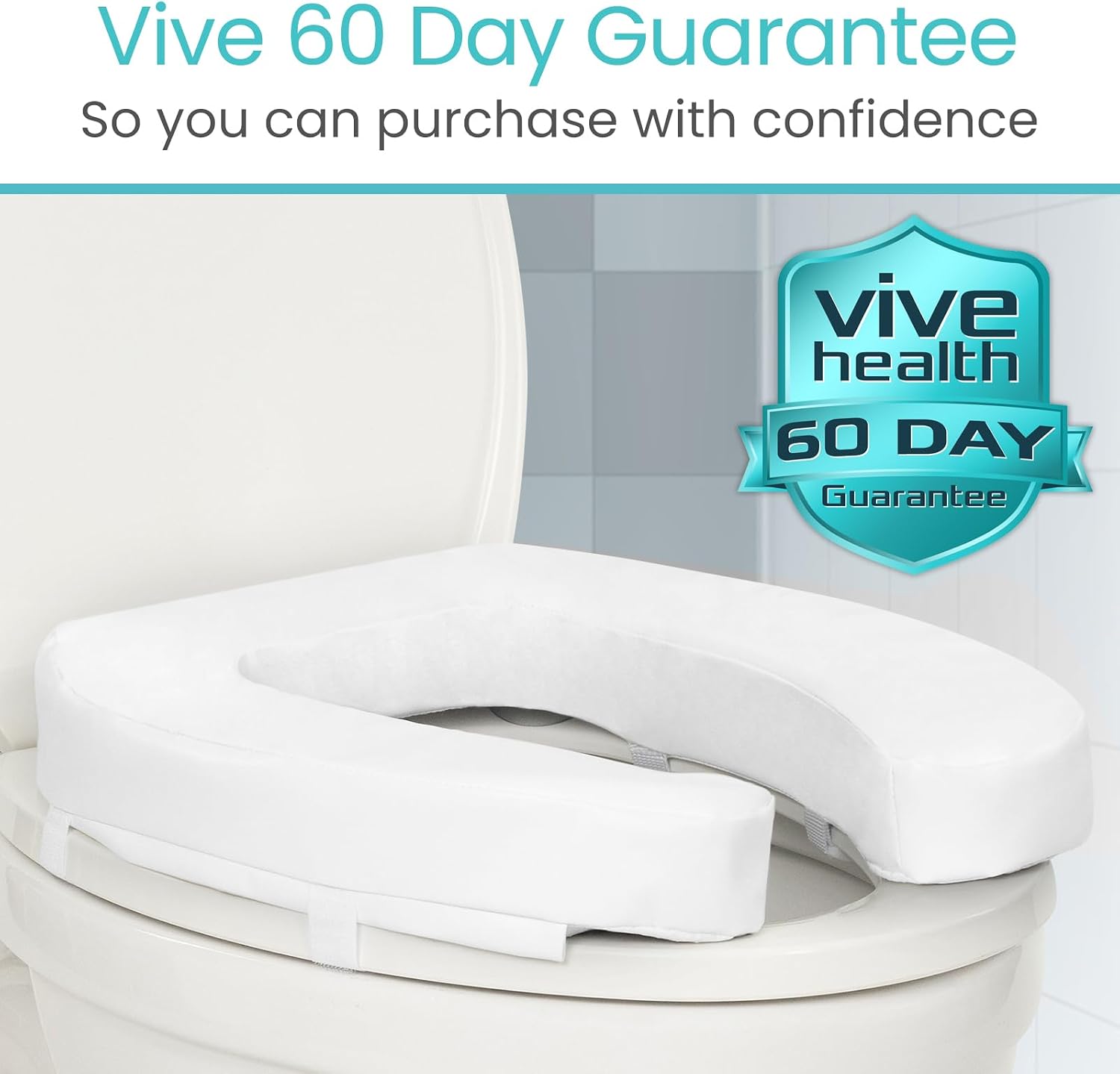 Vive Toilet Seat Cushion (Soft Cushioned Foam) - Easy Clean Soft Padded