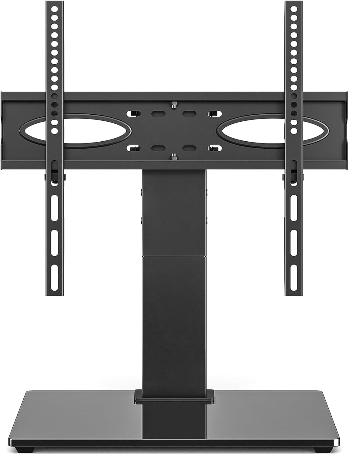 Rfiver Universal TV Stand for 32-75 inch TVs, Support Swivel and Tilt | Height Adjustable, Tempered Glass Base, Holds 110lbs, Max VESA 400x400mm, Ideal for Bedroom & Living Room
