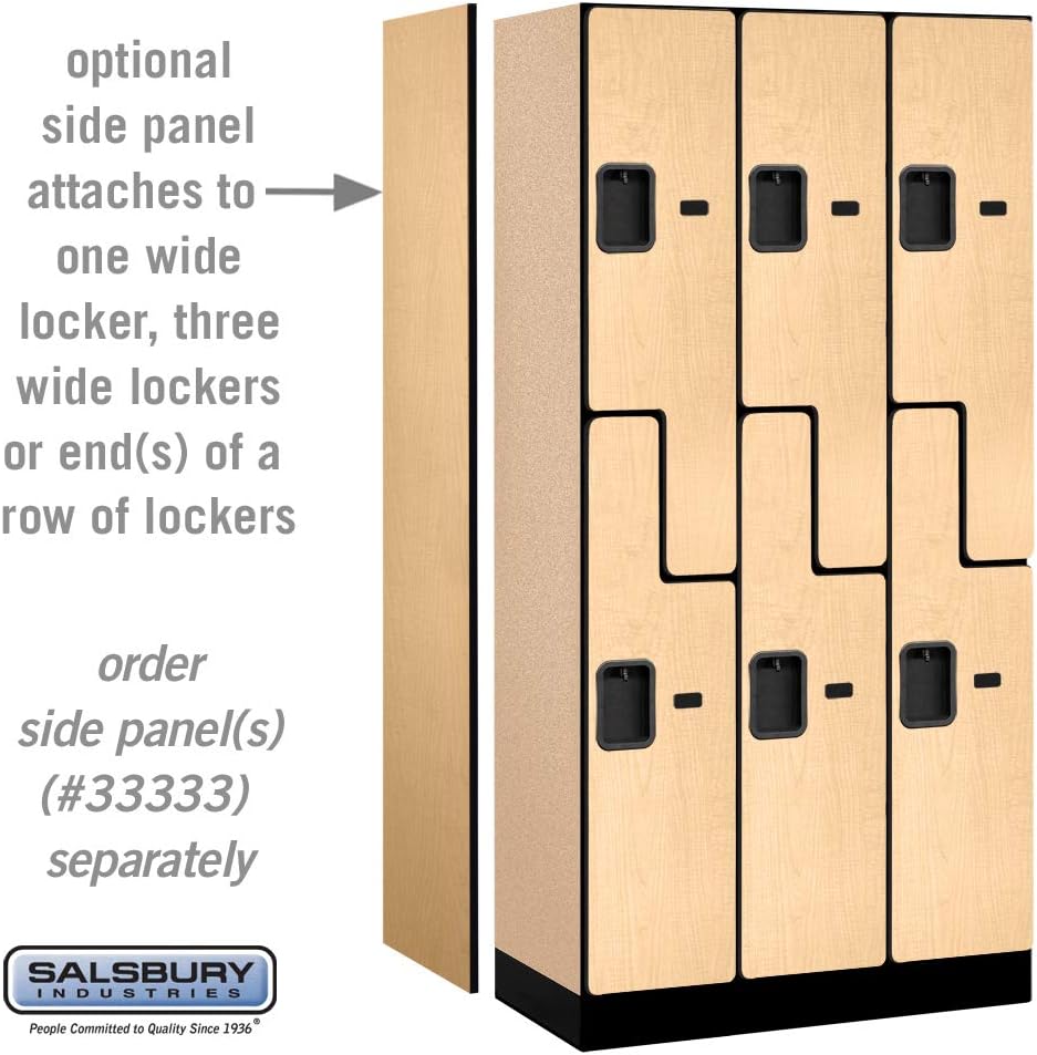 Salsbury Industries 2-Tier S-Style Designer Wood Locker with Three Wide Storage Units, 6-Feet High by 18-Inch Deep, Mahogany