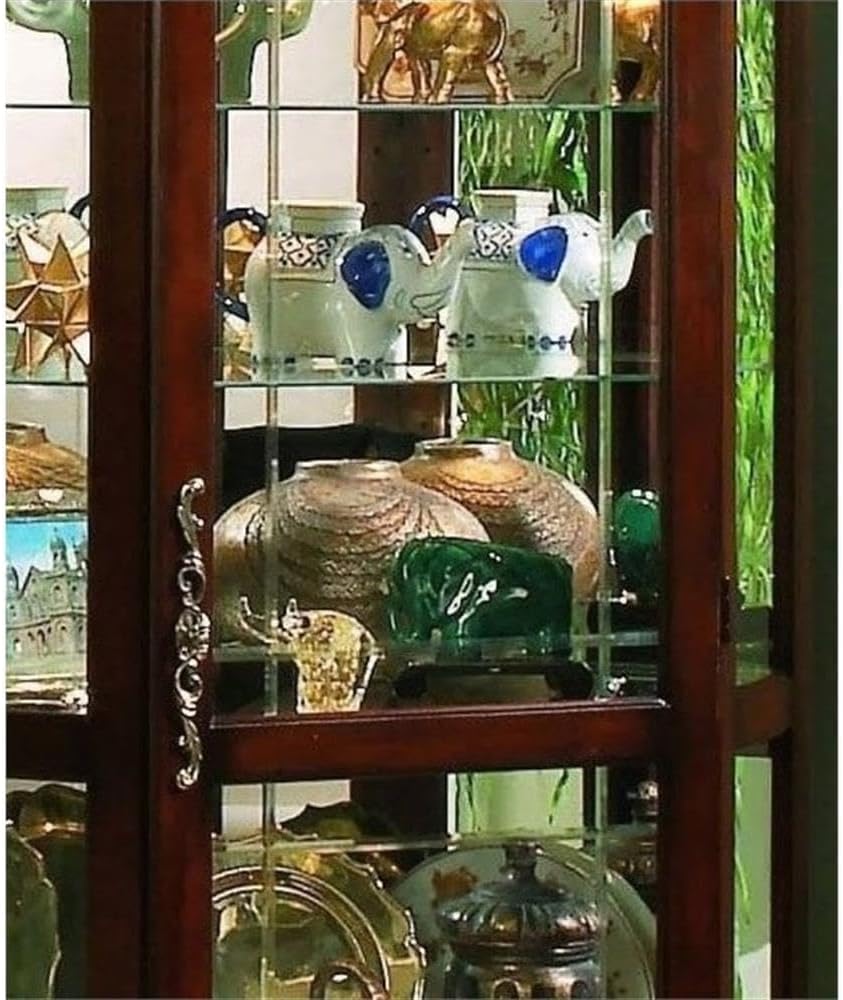 Beaumont Lane 78" H Traditional Wood Corner Curio Cabinet with Adjustable Glass Shelves & Adjustable Glides for Leveling Assembly Required