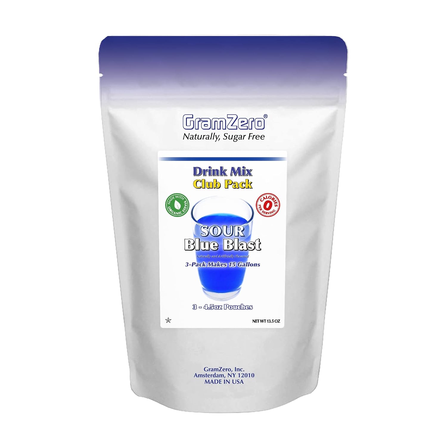 GramZero Raspberry Blush, Sugar Free Drink Mix, Pitcher Pack, Great For Nutrition Club Loaded Tea, Zero Calorie, Stevia Sweetened