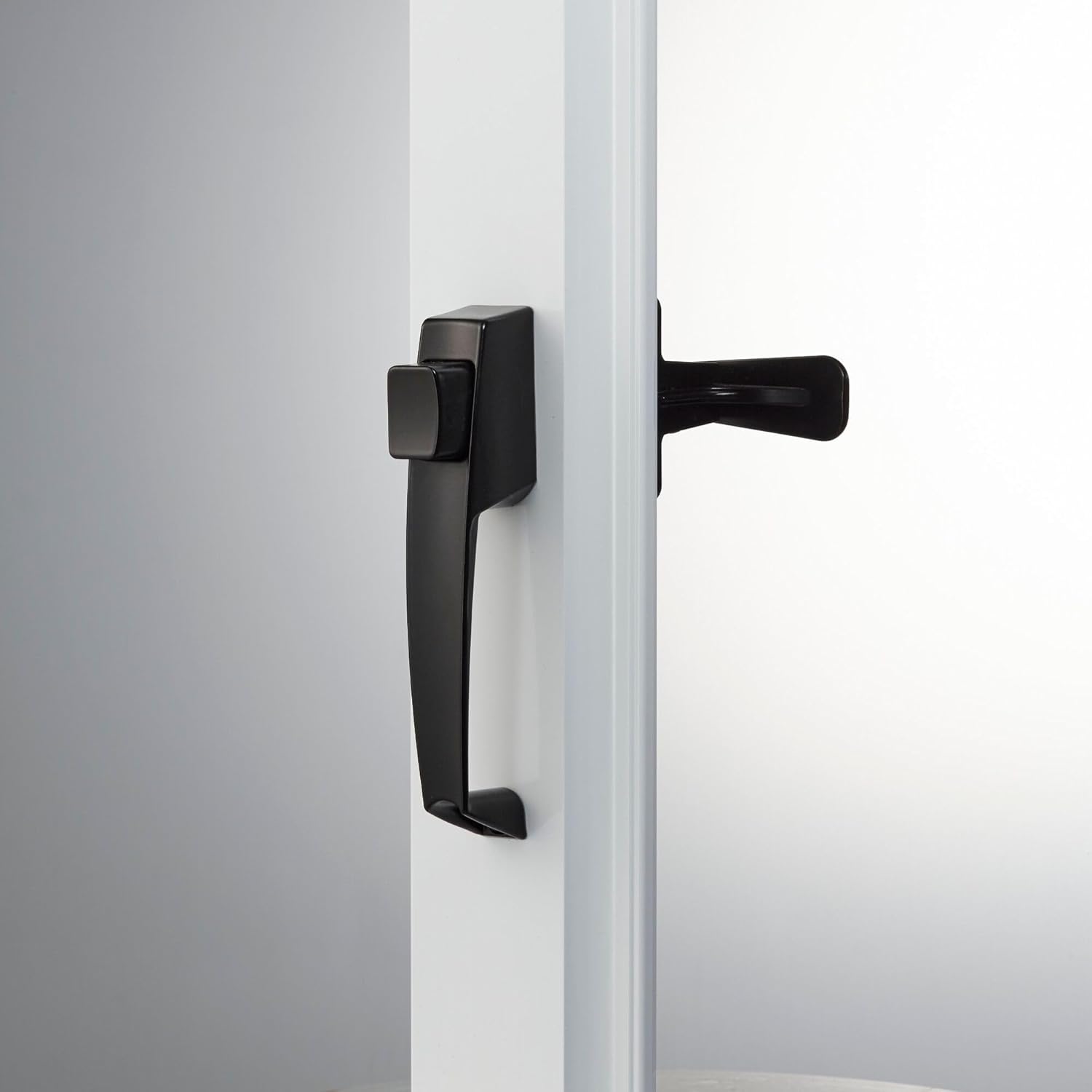 Ideal Security Door Handle with Inside Latch for Storm and Screen Doors, Black (2-Piece Set)