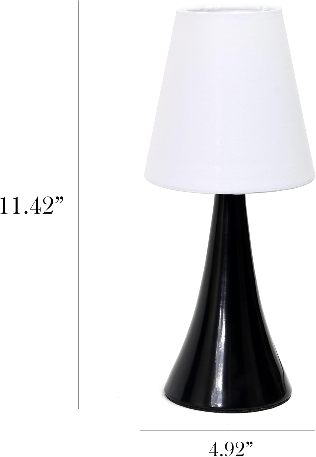 Simple Designs LT2014-WHT-2PK Valencia Brushed Nickel Mini Touch Table Lamps with Fabric Shades, White (Pack of 2)