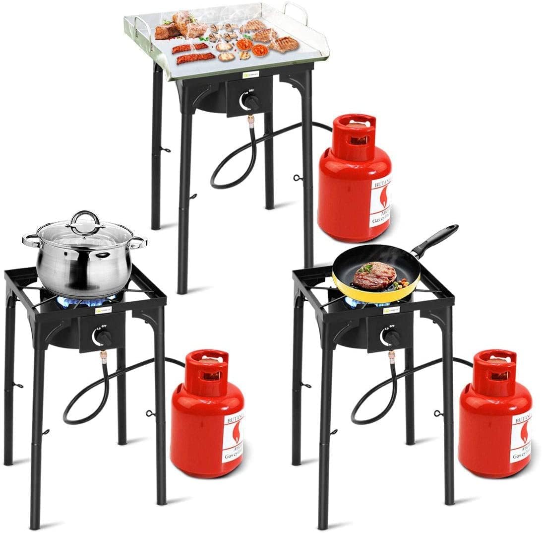 Goplus Outdoor Camping Stove, Dual Burner Propane Gas Cooker