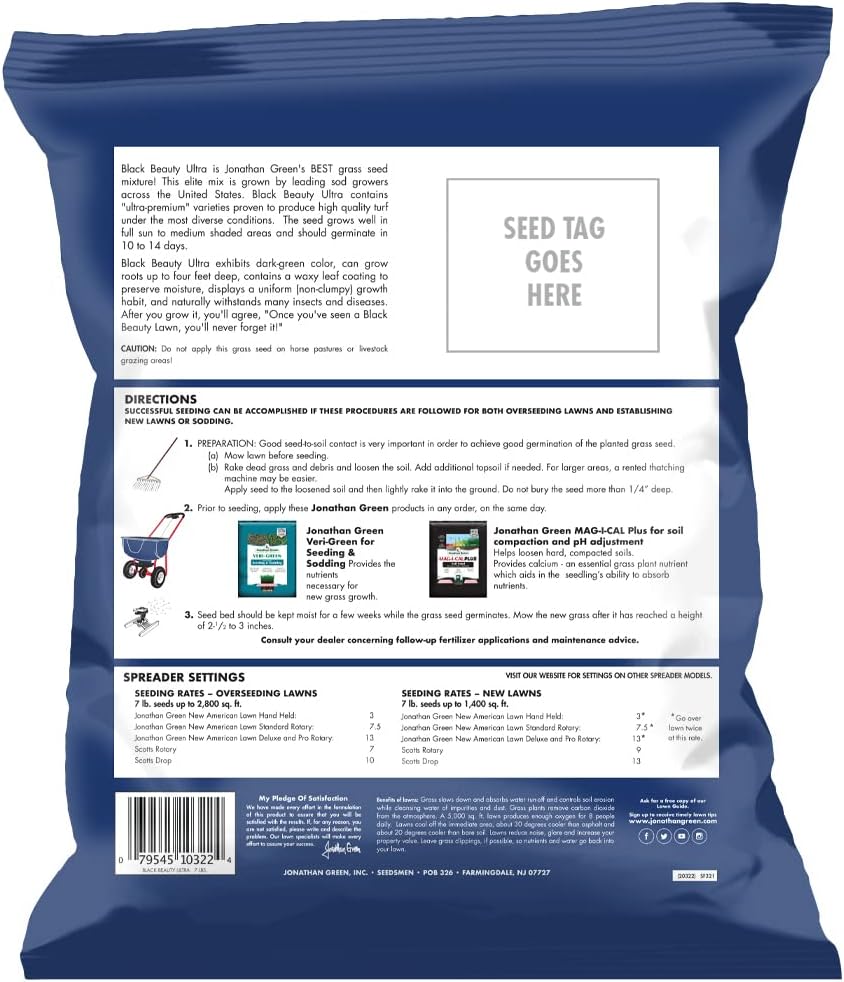 Jonathan Green (10323) Black Beauty Ultra Grass Seed - Cool Season Lawn Seed (25 lb)