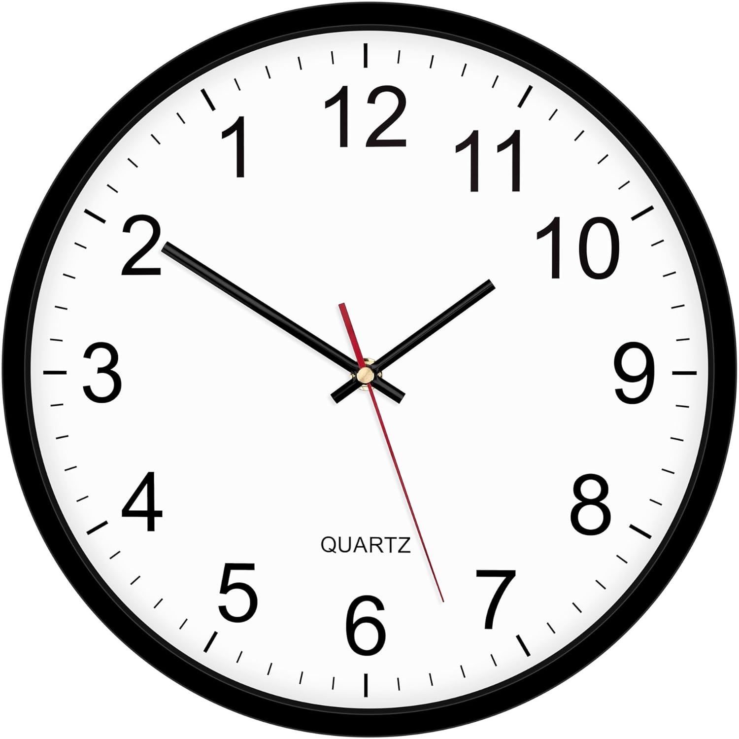 Foxtop 12 Inch Wall Clock Silent Battery Operated Analog Clock, Black