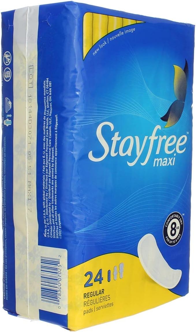 STAYFREE Super Maxi Pads, Size 2, 24 ea (Pack of 3)