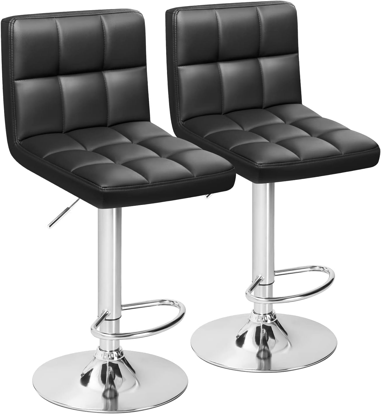Furmax Bar Stools Modern Pu Leather Swivel Adjustable Hydraulic Bar Stool Square Counter Height Stool Set of 2 (White)