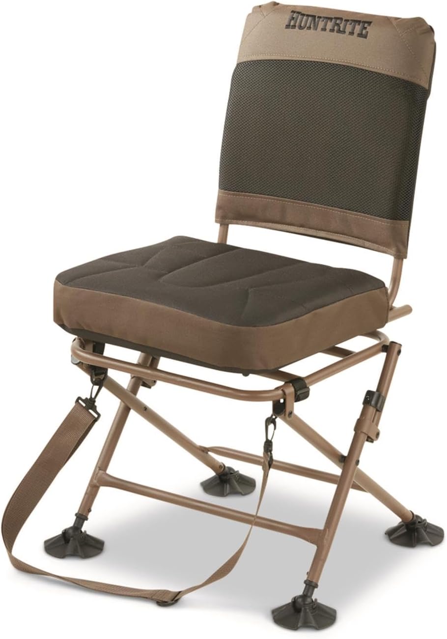 Guide Gear Huntrite 360 Swivel Hunting Blind Chair, 300 Pound Capacity, Folding, Lightweight, Portable, Padded Cushion Hunting Seat