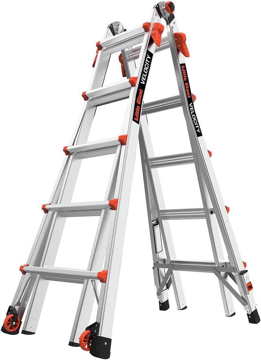 Little Giant Velocity, Aluminum Ladder, 14 ft Reach, 15413-001 | Telescoping Multi-Position Ladder with Extension, A-Frame, 90-Degree & Trestle Modes, 300 lbs. Rating