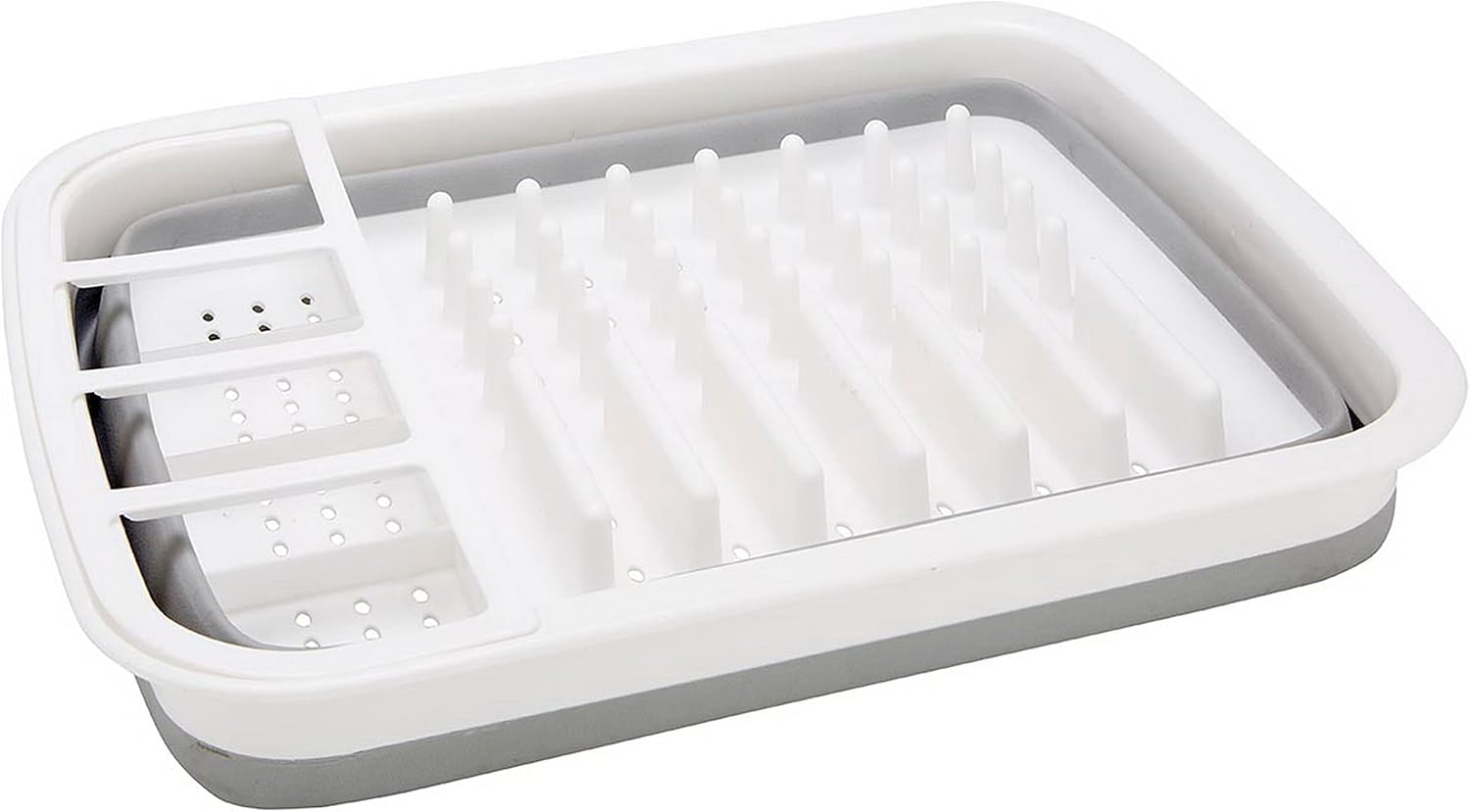 Kitchen Details Collapsible Dish Drying Rack | Space Saver | Aerated Bases Drain Holes | Plates, Bowls