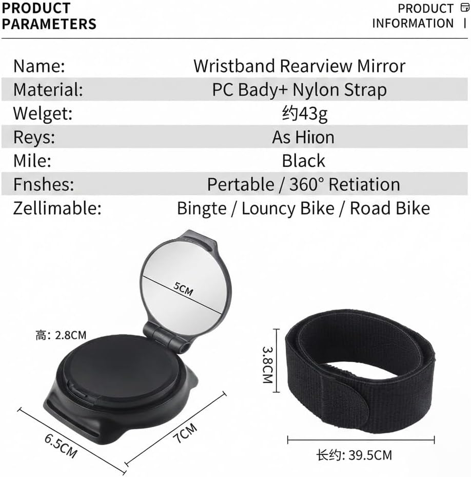 Wrist Mirror for Strider 12 14x 2-in-1 Rocking Bike 2010-2026, 360° Rotating Rear View Mirror with Adjustable Strap