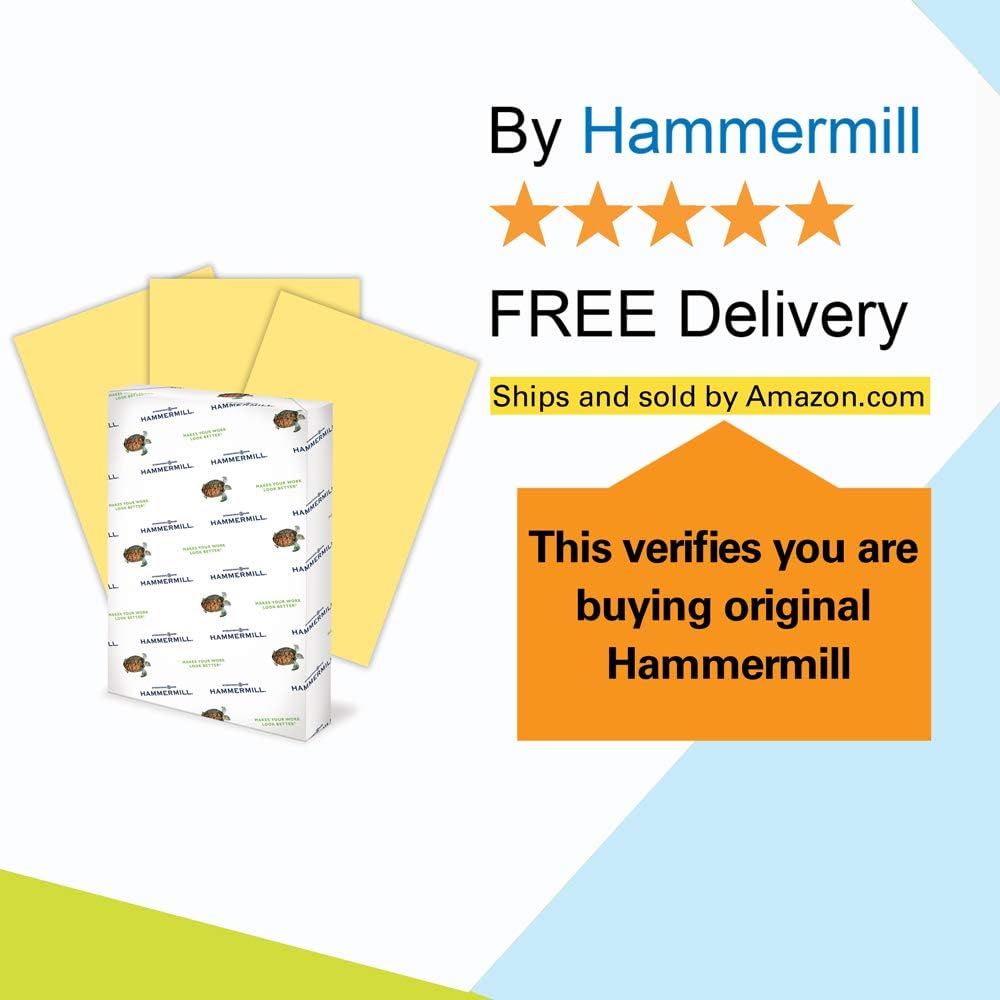 Hammermill Colored Paper, 20 lb Ivory Printer Paper, 8.5 x 11 - Made in the USA, Pastel Paper, 103176R - 1 Ream (500 Sheets)