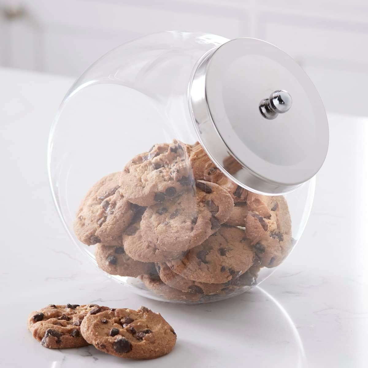 Clear Penny Jar with Lid | Store Cookies, Candy, Snacks, and Treats | Perfect for Kitchen or Office Counter Top Storage | 42oz Capacity