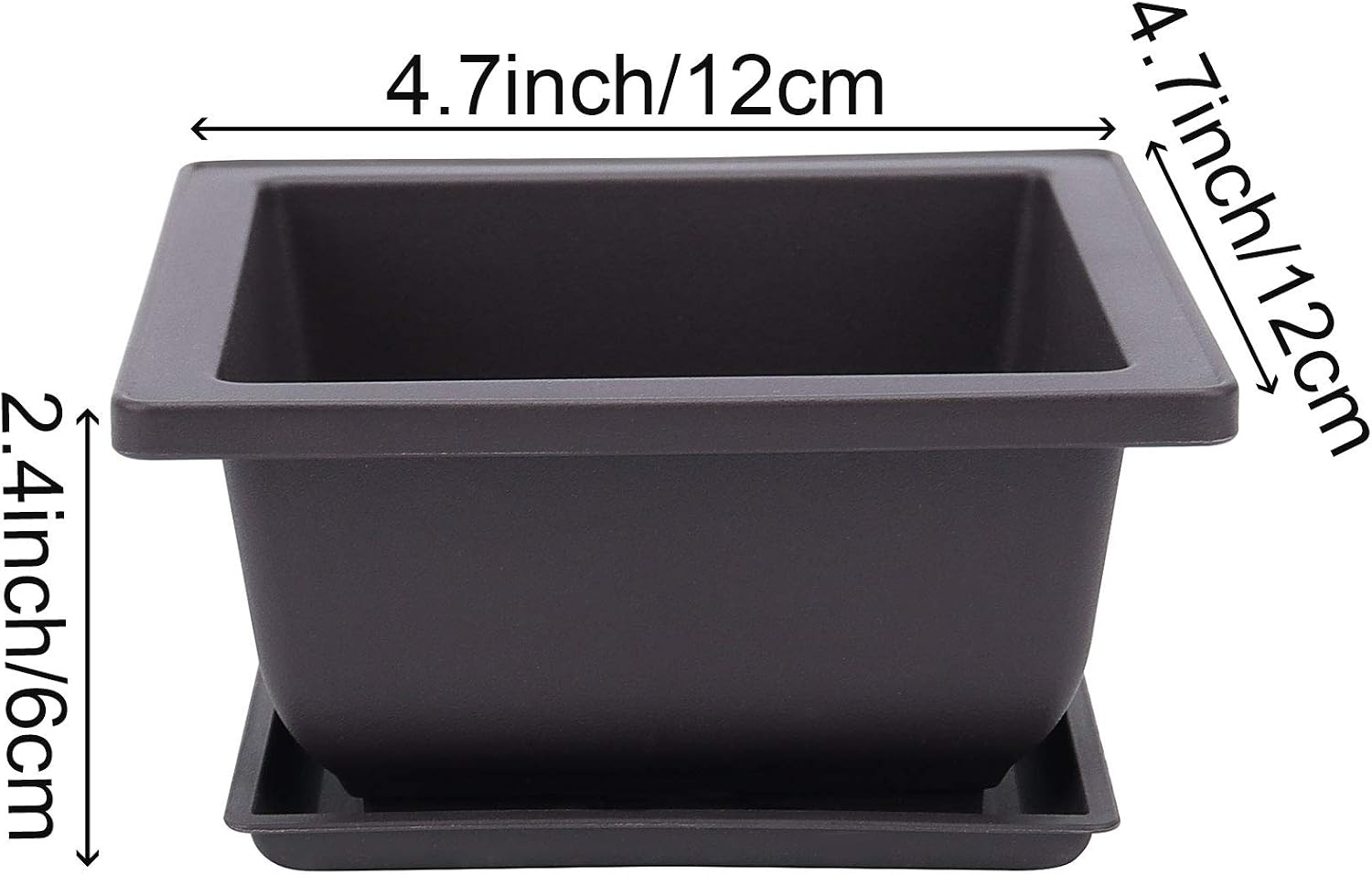 15 PCS 6.5 Inch Bonsai Training Pots with Trays, Rectangular Plastic Growing Pots, Flower Succulent Pots Container for Garden, Yard, Office, Porch