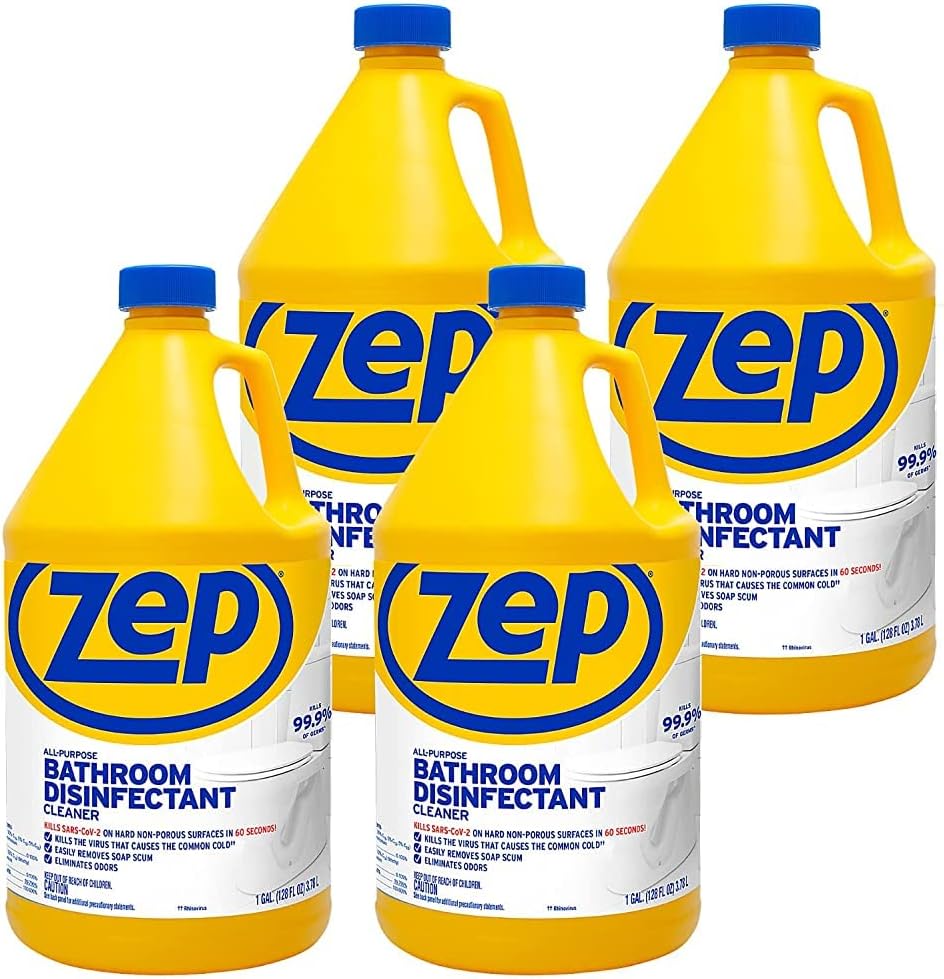 Zep All-Purpose Bathroom Disinfectant Cleaner - 1 Gallon (Case of 4) ZUAPBD128 - Virucidal, Fungicidal, Mildewstat