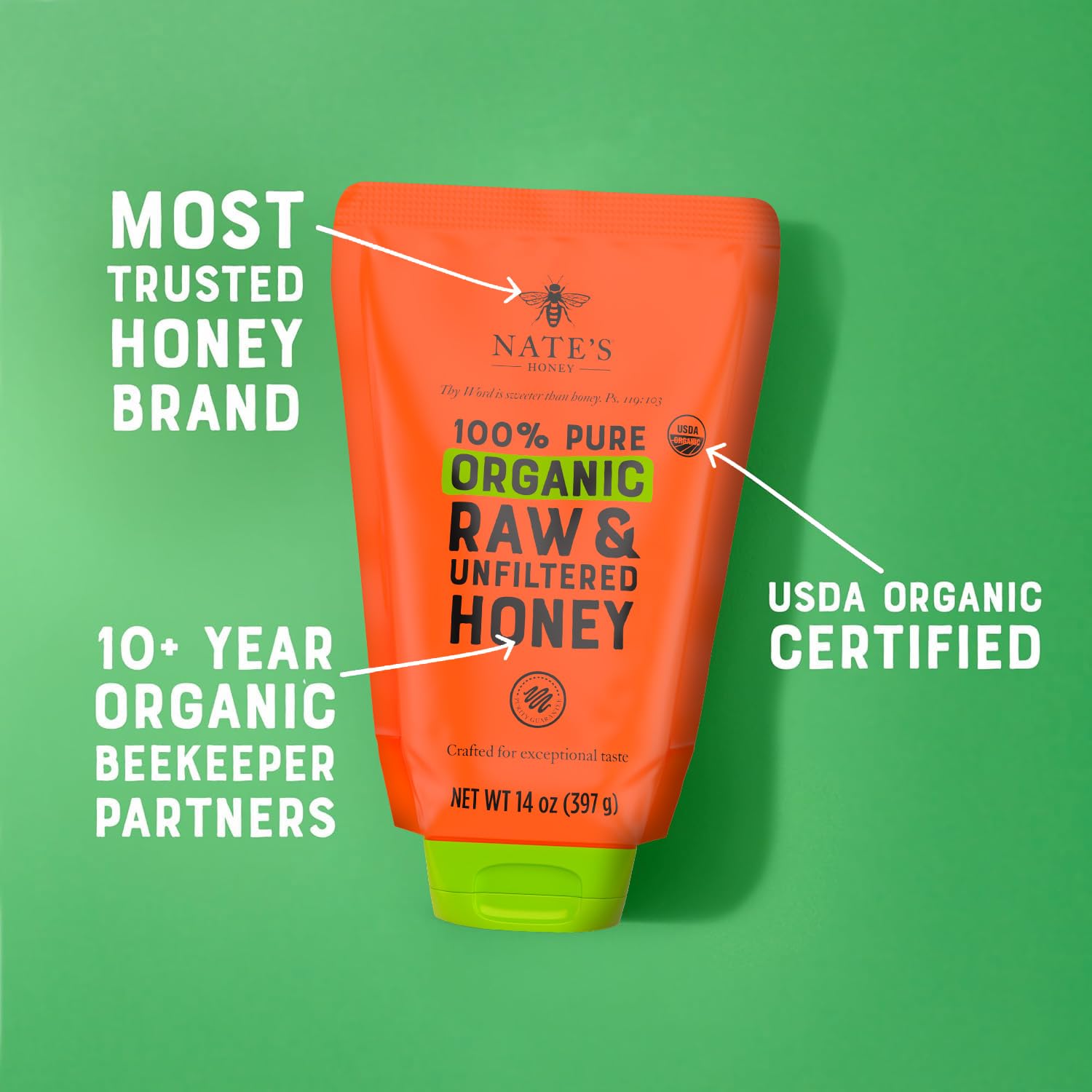 Nate's Organic Honey - 32oz. Squeeze Bottle
