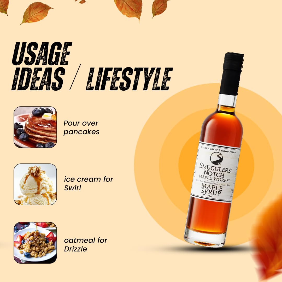 Smugglers’ Notch Maple Works – Bourbon Barrel Aged – 100% Pure Vermont Maple Syrup – Natural Sweetener & Gluten Free – Rich Taste – Waffles and Pancakes, Cocktails, Marinades, 3.38 Fl Oz. (100 mL)
