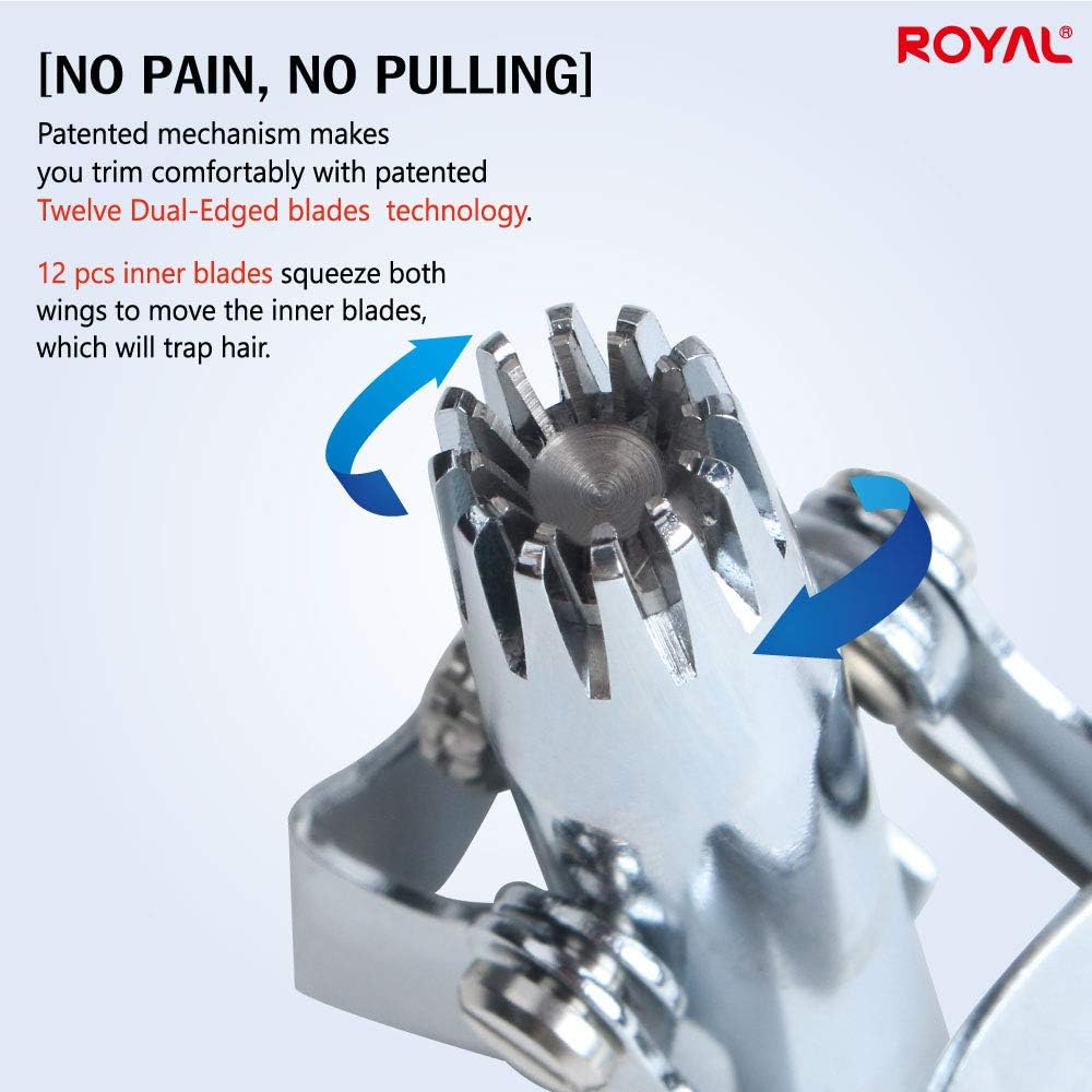 ROYAL [Made in Korea] Nose Hair Trimmer for Men Birdie, Manual, Battery-Free, Waterproof, Painless with Twelve Dual-Edged Blades, Present, Gift