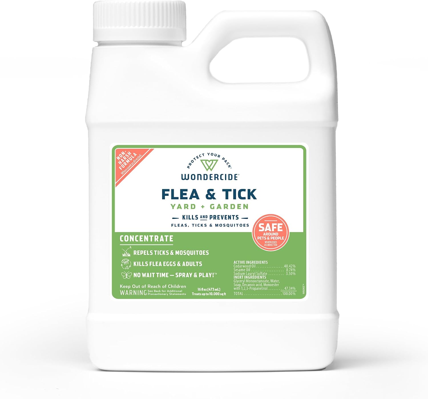 Wondercide - Flea and Tick Spray Concentrate for Yard and Garden - 16 oz | With Natural Essential Oils – Kill, Control, Prevent, Fleas, Ticks, Mosquitoes and Insects - Safe Around Pets