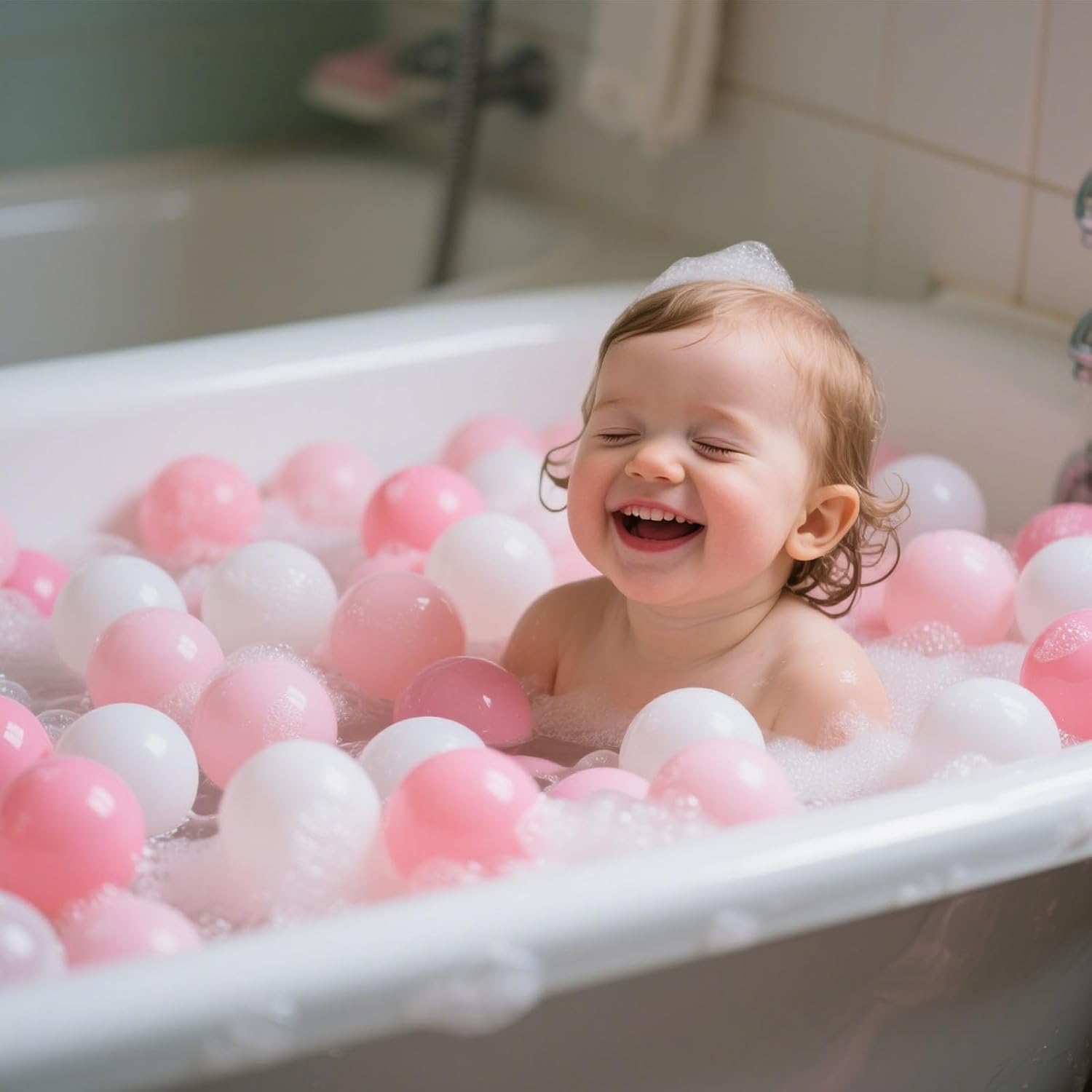 GOGOSO Ball Pit Balls 100 PCS for Toddles, Kids Plastic Balls for Ball Pit, Pool, Pink Party Accessories, Birthday Decoration