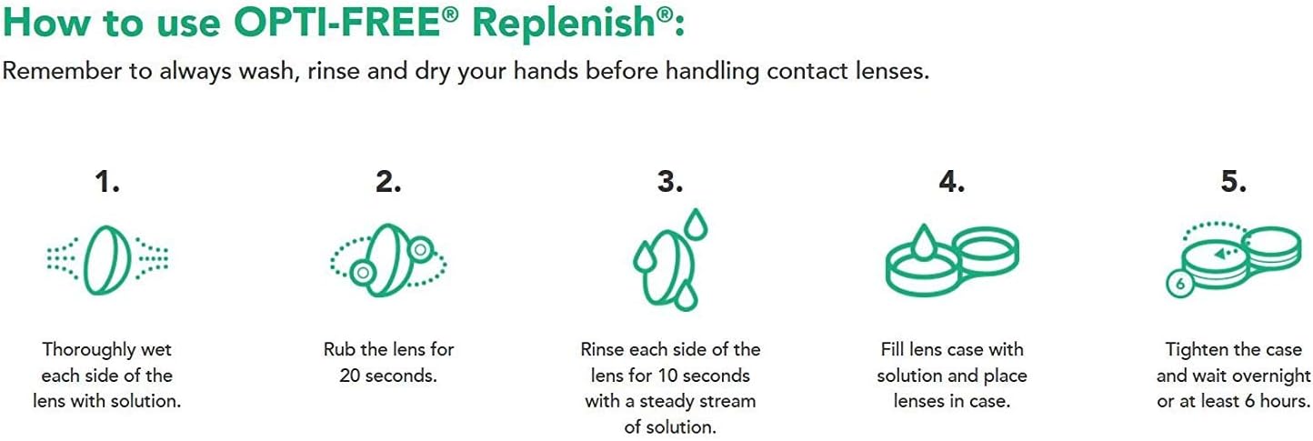 OPTI-FREE Replenish Multi-Purpose Contact Lens Solution, 10 Fl Oz, 2 Pack