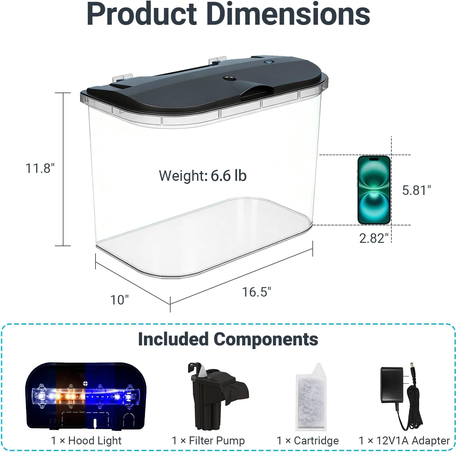 Koller Products 5-Gallon Aquarium Kit with LED Lighting and Power Filter, Ideal for a Variety of Tropical Fish