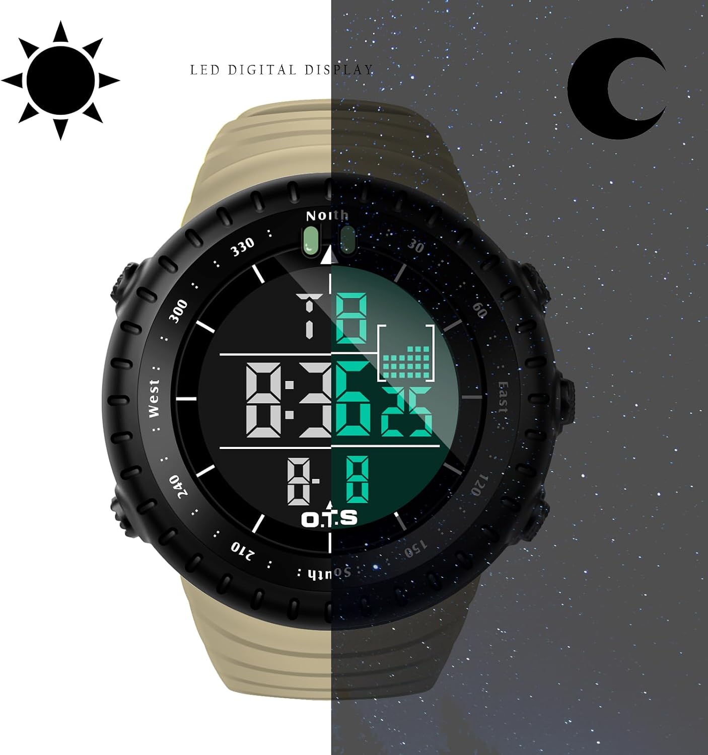 PALADA Men's Digital Sports Watch Waterproof Tactical Watch with LED Backlight Watches for Men