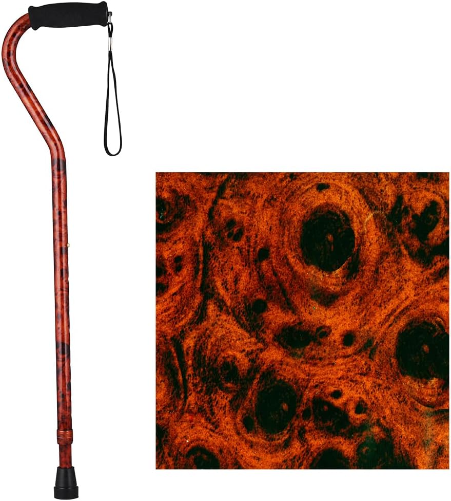 NOVA Designer Walking Cane with Offset Handle, Lightweight Adjustable Walking Stick with Carrying Strap, “Maui Flowers” Design