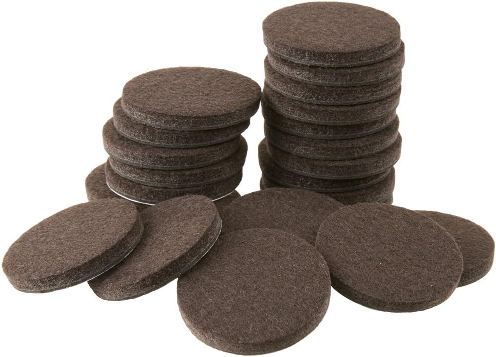 softtouch 1 1/2" Round Heavy Duty Felt Furniture Pads for Hardwood, Brown (24 Pack)