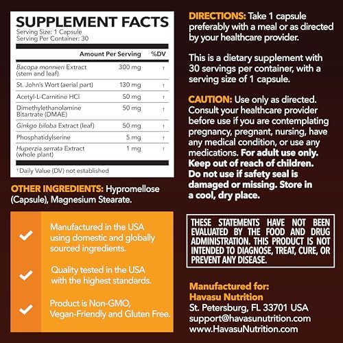 NeuroIGNITE Nootropic Brain Supplement for Memory and Focus, 30 Count | Vegan, Non-GMO Nootropic with Bacopa, Ginkgo Biloba, St. John's Wort for Cognitive Health and Mental Clarity, 30 Servings