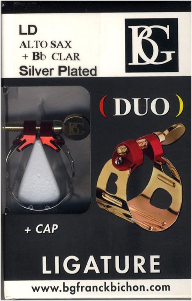 BG LD Silver-Plated Duo Alto Saxophone Clarinet Ligature with Cap