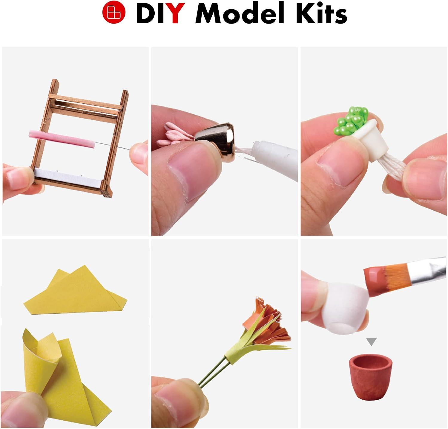 ROBOTIME DIY Miniature House Kit Mini Green House Tiny Dollhouse Wooden Furniture Kit with LED Halloween/Christmas/Birthday Gifts for Adults (Cathy's Greenhouse)