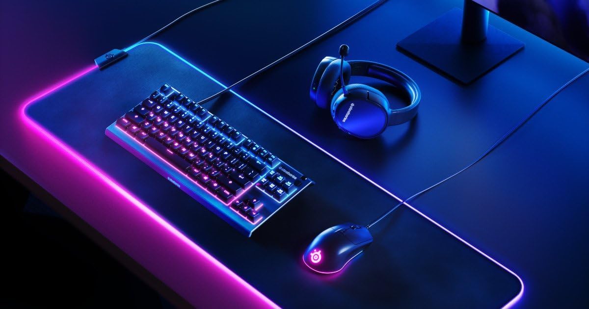SteelSeries Apex 3 TKL RGB Gaming Keyboard – Tenkeyless Compact Form Factor - 8-Zone RGB Illumination – IP32 Water & Dust Resistant – Whisper