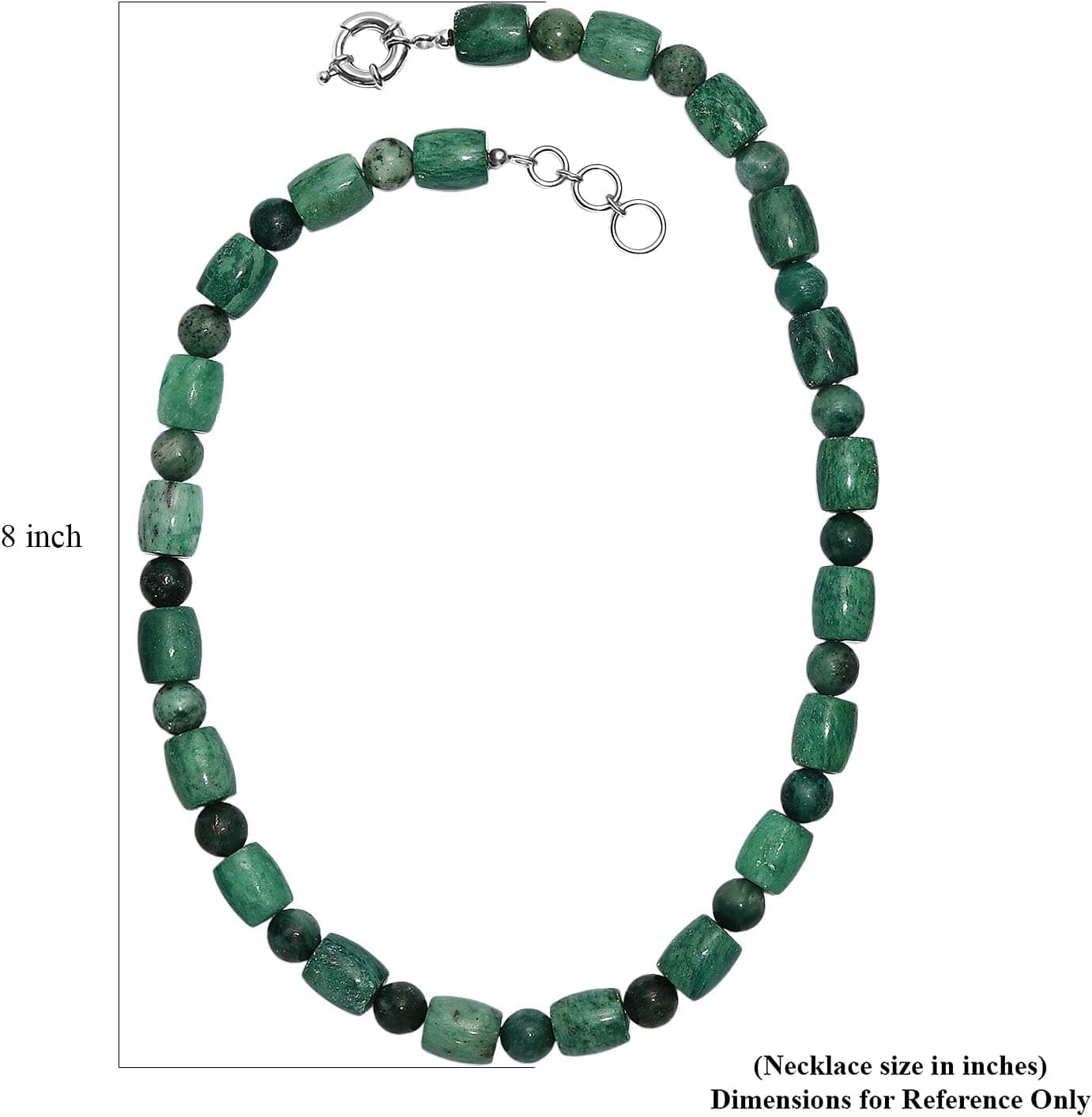 Green Jasper 490.00 ctw Beaded Necklace in Platinum Over 20 Inches