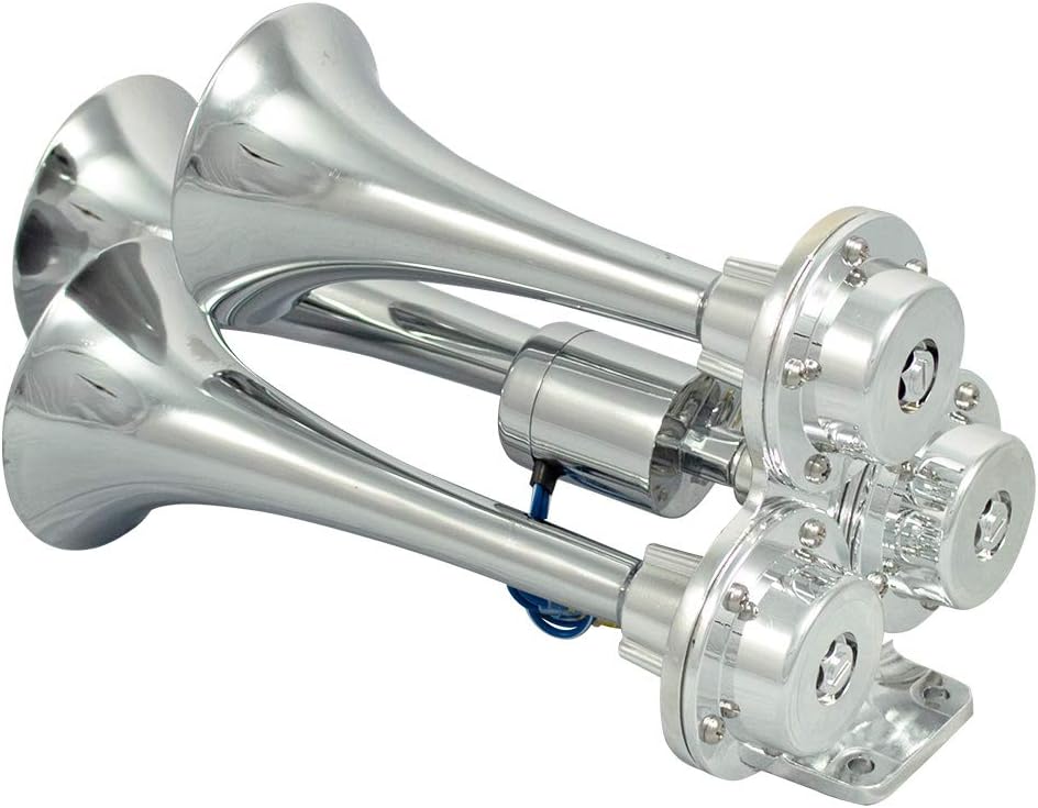 Caboose Chrome 12/24 Volt Air Horn Only - 3 Trumpets