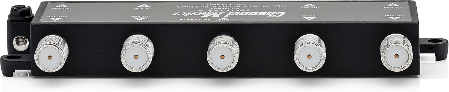 Channel Master Splitter 2 | 2-Way Splitter Distributes Digital HDTV Antenna Signal to 2 TVs, One Input and Two Outputs, Power Passing for Preamplifiers and Boosters, Low-Loss Design, Indoor/Outdoor