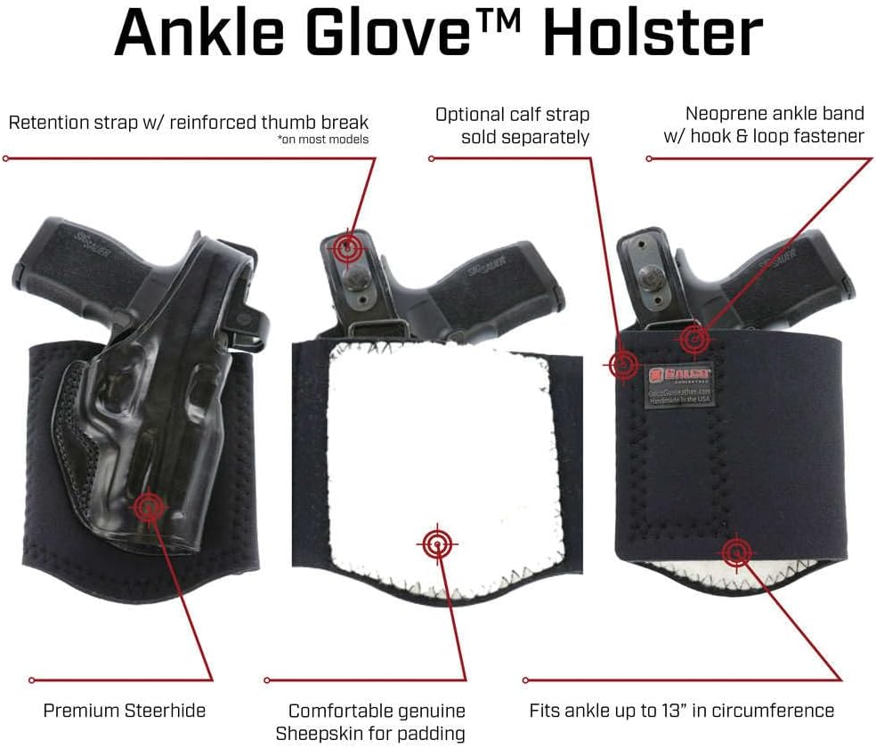 Galco Ankle Glove/Ankle Holster for Glock 26, 27, 33