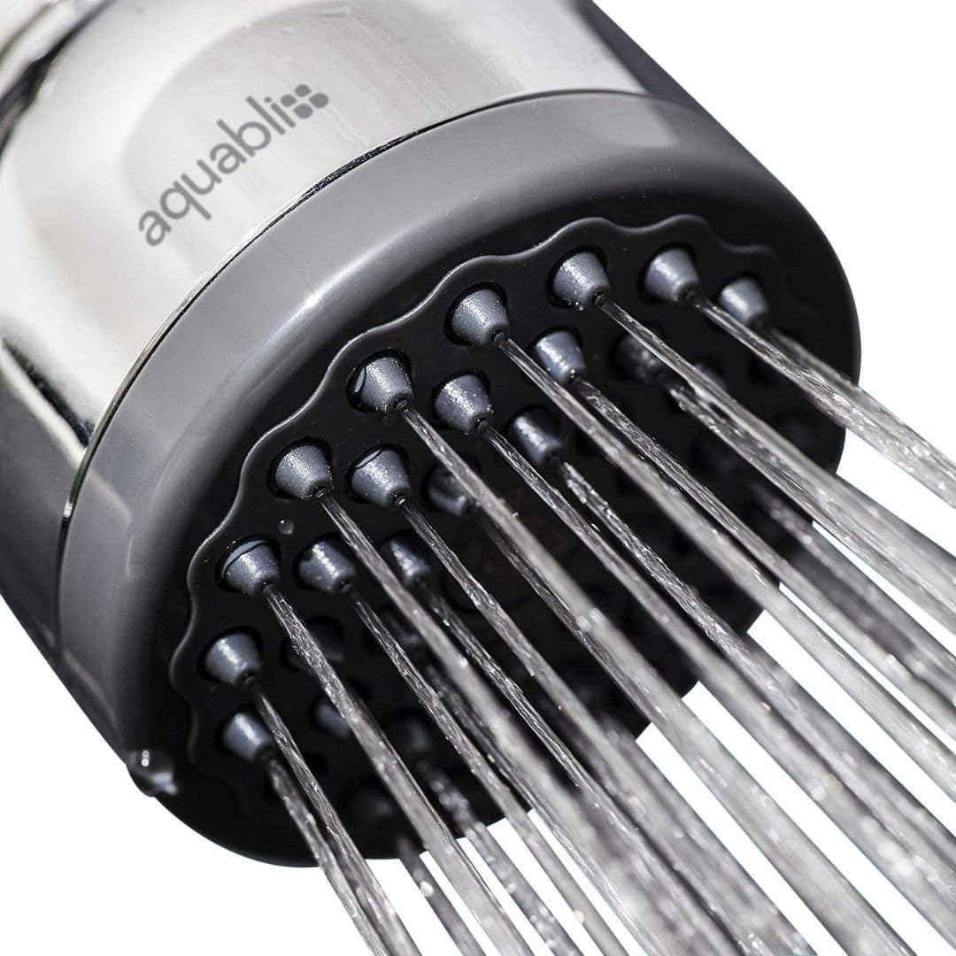 Aquabliss TurboSpa High-Pressure Shower Head - Chrome | 3-inch high-pressure shower head with 42-nozzle wide spray and flow restrictor. Twist-on