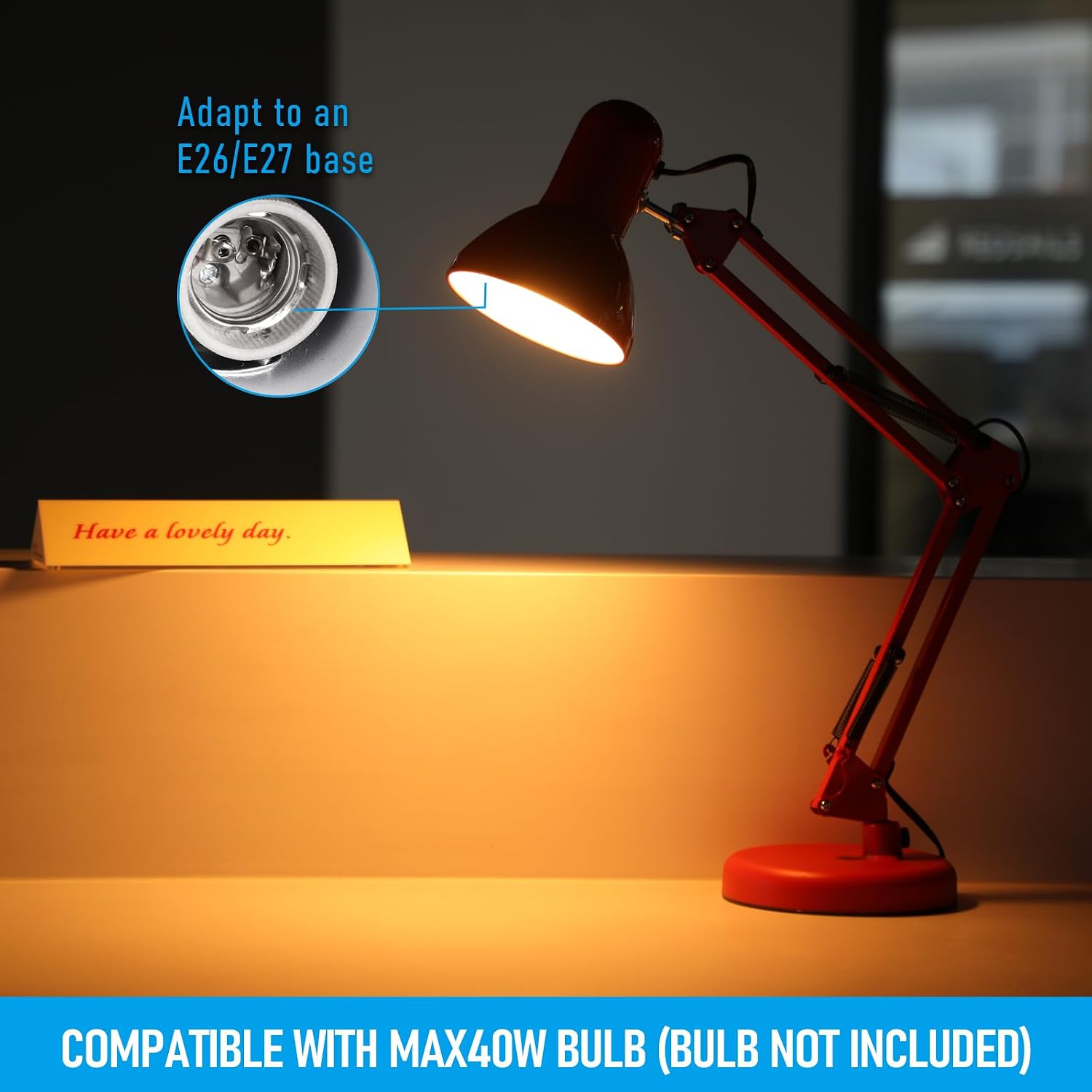 TORCHSTAR Metal Desk Lamp, Adjustable Swing Arm, E26, Black | Architect Gooseneck Multi-Joint Clip Table Lamp with Plastic Clamp, for Home Office, Work, Study, Reading, Bulbs not Included