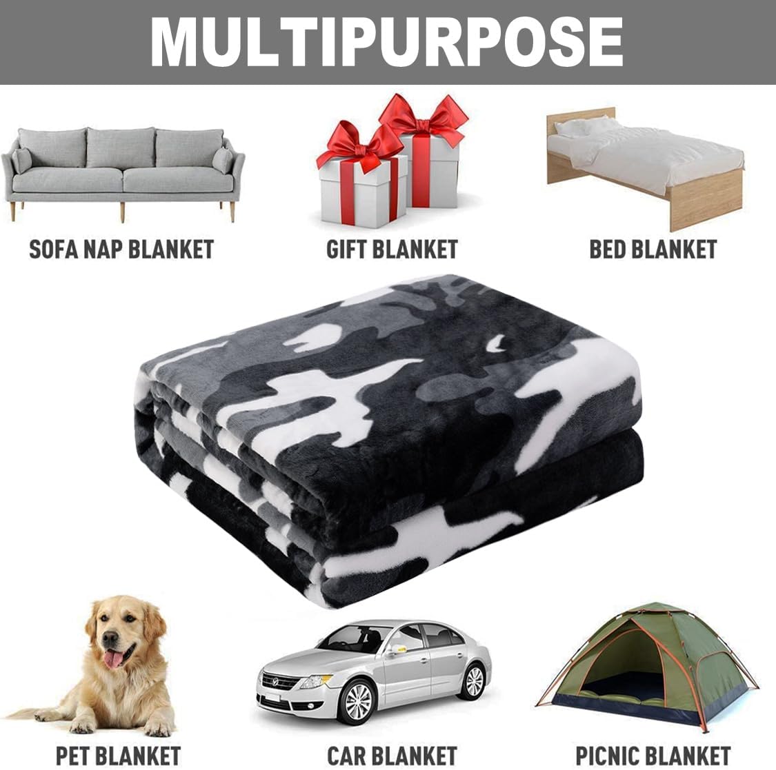 HommomH Camo Blanket Hunting Army Camo Throw Blanket Veteran Gifts