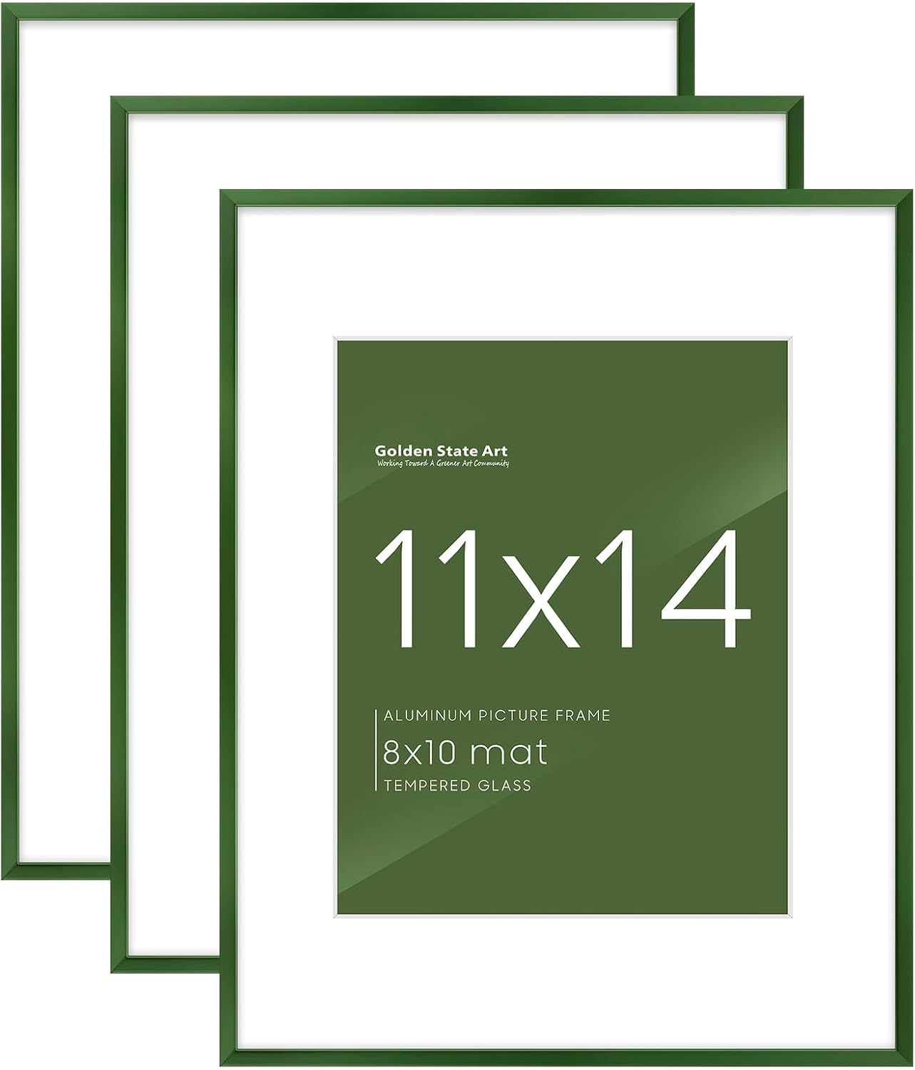 Golden State Art 3 Pack 12x12 Black Aluminum Frames, Real Glass Fronts
