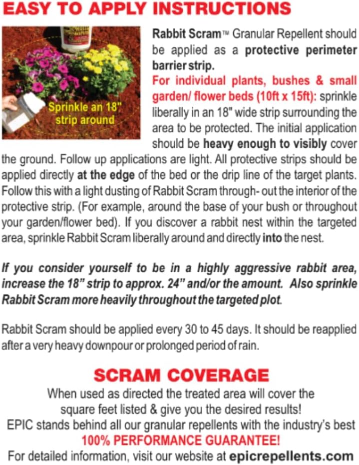 Rabbit Scram All Natural Granular Repellent - All-Natural, Animal, People and Pet Safe Granule (2.5 lb Shaker)