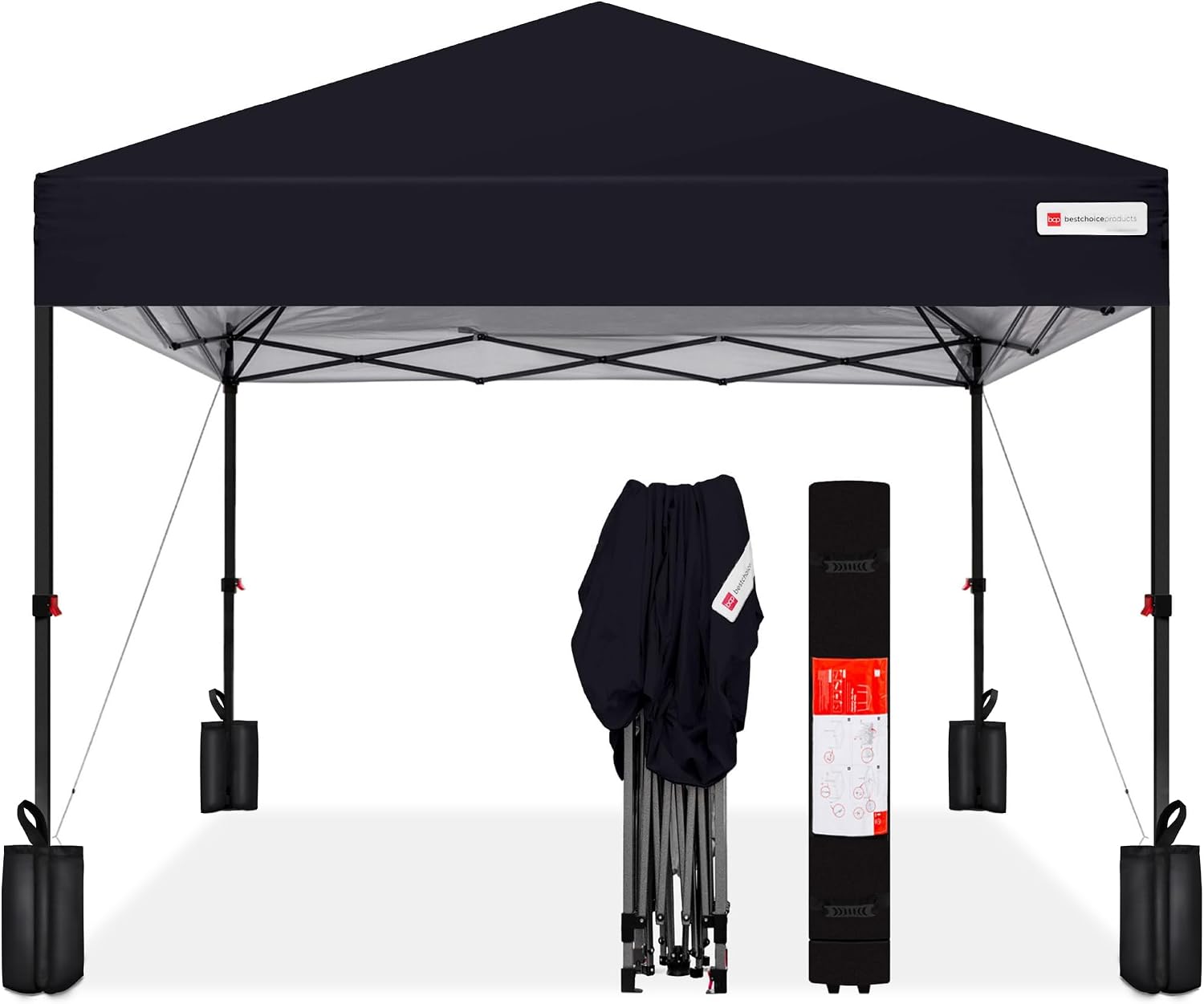 Best Choice Products 10x10ft Pop Up Canopy Tent, Outdoor Shade, 1 Person 1 Minute Set Up, Carry Case, 4 Weight Bags - White
