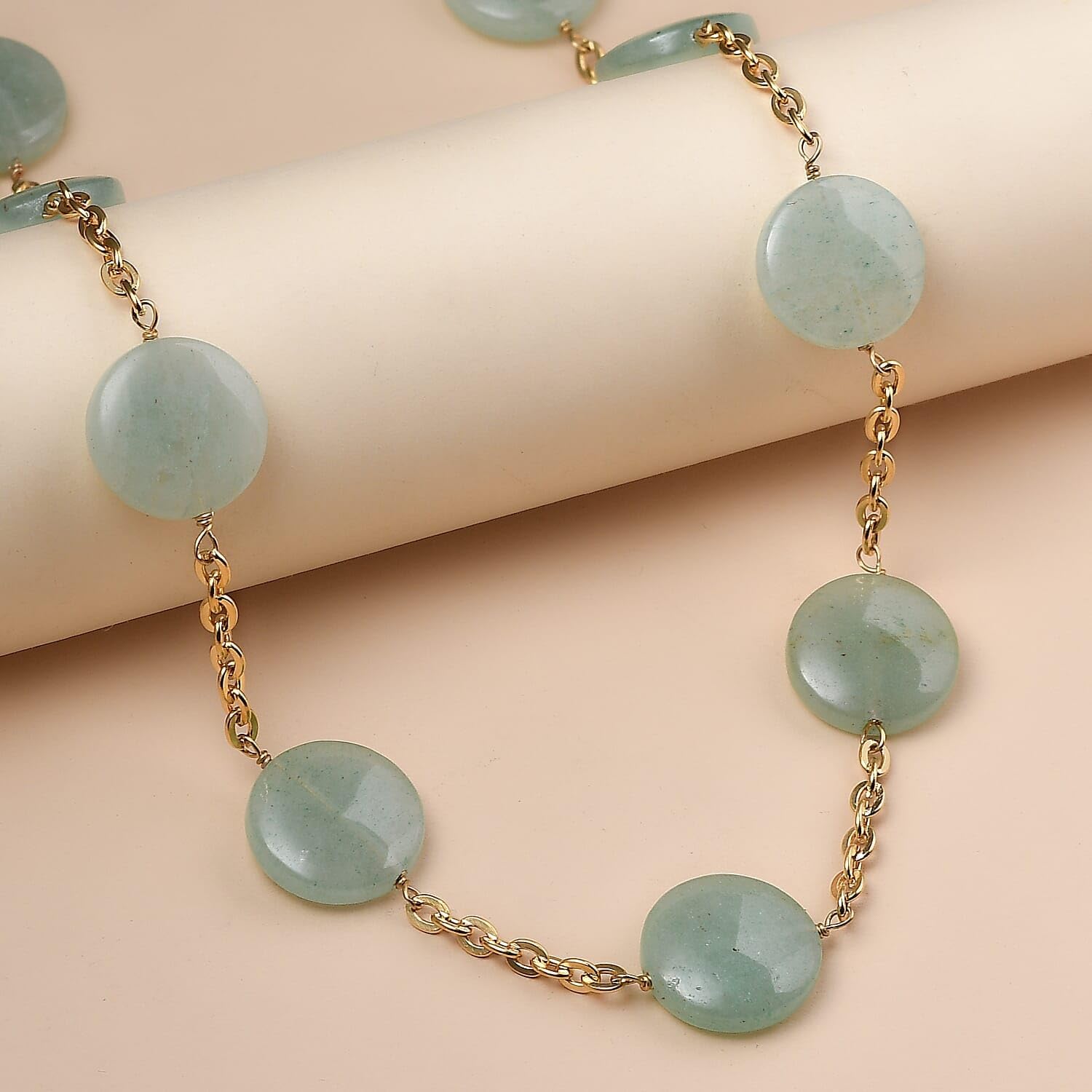 Beaded Necklace 24-26 Inches in ION Plated Gold Stainless Steel