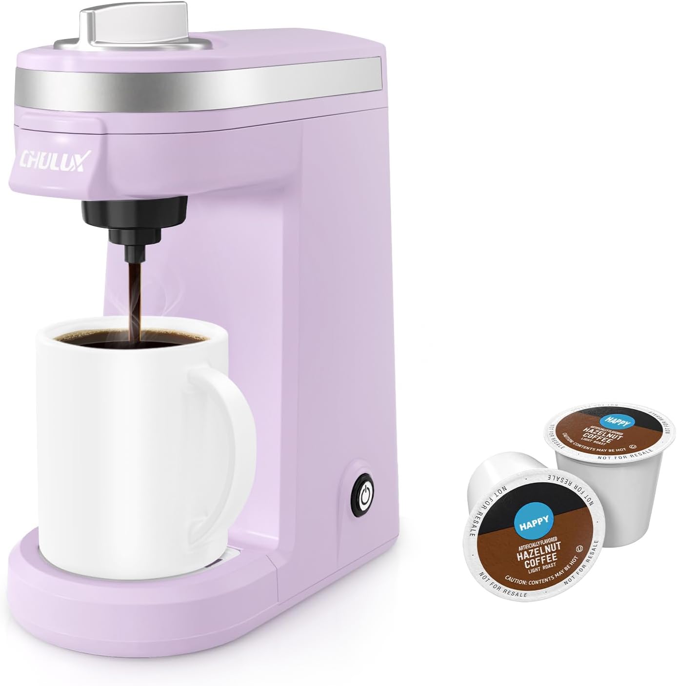 CHULUX Mini Single Serve Coffee Maker for K Pod, Brew Up to 12oz Cup, Black | Fast-Heating Boiler System, Single Cup Brewing, Portable Compact Design, Four-Hole Multi-Stream Needle, Adjustable Drip Tray