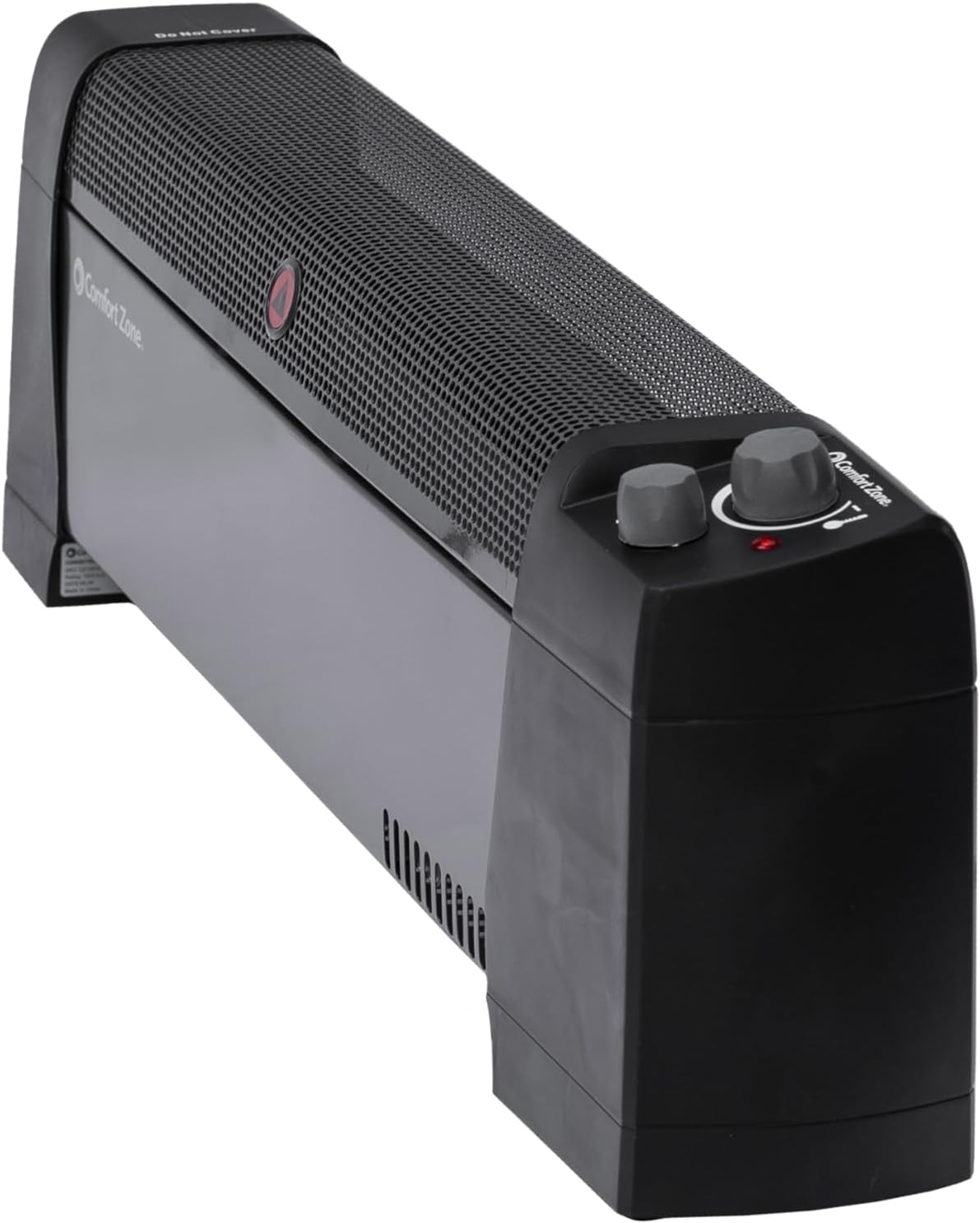 Comfort Zone Electric Baseboard Space Heater with Adjustable Thermostat, Dent-Proof End Panels, Overheat Protection, Tip-Over Switch, & Stay-Cool Body, Ideal for Home, Bedroom, & Office, 1,500W, CZ600
