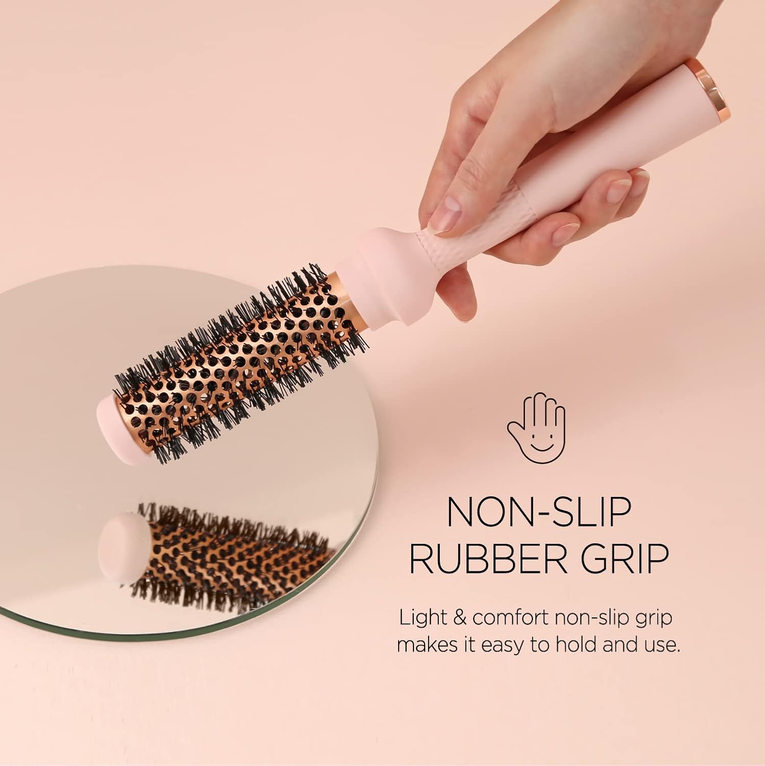 Magic Curling Round Brush (1 Inch) - Non-electronic, Self-Standing Round Brush, Great Blowout, Ceramic Coated Barrel, Quick Styling